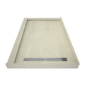 Redi Trench® 48 In x 72 In Double Threshold Corner Tileable Shower Pan Base with Right Drain and Linear Trench