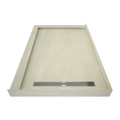 Redi Trench® 48 In x 72 In Double Threshold Corner Tileable Shower Pan Base with Right Drain and Linear Trench