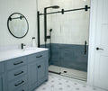 Redi Shower® Kit 36 In x 60 In Single Curb Center Drain Tileable Shower Pan Base and 4600 Series 59 In x 76 In Frameless Sliding Shower Door with Fixed Panel