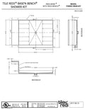Base'N Bench® Kit: Redi Base Center Drain Single Curb Shower Pan, 48″D x 72″W x 17″H installed (Pan: 48″D x 60″W; Bench: 44″D x 12″W)