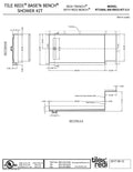 Base'N Bench® Kit: Redi Trench Left Drain Single Curb Shower Pan with Brushed Nickel Designer Grate, 33″D x 72″W x 17″H installed (Pan: 33″D x 60″W; Bench: 29″D x 12″W)