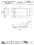 Base'N Bench® Kit: Redi Trench Left Drain Single Curb Shower Pan with Designer Matte Black Grate, 34″D x 72″W x 17″H installed (Pan: 34″D x 60″W; Bench: 30″D x 12″W)