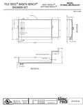 Base'N Bench® Kit: Redi Trench Left Drain Single Curb Shower Pan with Designer Matte Black Grate, 36″D x 72″W x 17″H installed (Pan: 36″D x 60″W; Bench: 32″D x 12″W)