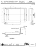 Base'N Bench® Kit: Redi Trench Left Drain Single Curb Shower Pan with Matte Black Designer Grate, 42″D x 60″W x 17″H installed (Pan: 42″D x 48″W; Bench: 38″D x 12″W)