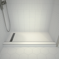 Redi Trench® 30x60 Left Drain Single Curb Shower Pan Bundle + Mosaic Studio Matte 12x12 Hexagon Porcelain Floor Tile
