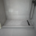 Redi Trench® 30x60 Right Drain Single Curb Shower Pan Bundle + Core Matte 13x13 Industrial Porcelain Mosaic Floor Tile