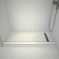 Redi Trench® 30x60 Right Drain Single Curb Shower Pan Bundle + Mosaic Studio Matte 12x12 Hexagon Porcelain Floor Tile