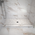 Redi Base® 36x48 Center Drain Single Curb Shower Pan Bundle + Calacatta Nova Matte 13x13 Marble Porcelain Mosaic Floor Tile