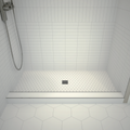 Redi Base® Flat Bottom 36x60 Center Drain Single Curb Shower Pan Bundle + Mosaic Studio Matte 12x12 Hexagon Porcelain Floor Tile