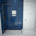 WonderFall Trench® 32 In x 48 In Double Threshold Corner Tileable Shower Pan Base with Left Drain and Linear Trench
