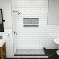 WonderFall Trench® 32 In x 60 In Double Threshold Corner Tileable Shower Pan Base with Left Drain and Linear Trench