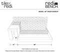 Base'N Bench® 36 In x 60 In Single Curb Tileable Shower Pan Base with Right Drain, Linear WonderFall Tileable Grate, and Bench