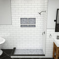 WonderFall Trench® 36 In x 48 In Double Threshold Corner Tileable Shower Pan Base with Right Drain and Linear Trench