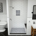Base'N Bench® 48 In x 60 In Single Curb Tileable Shower Pan Base with Left Drain, Linear WonderFall Tileable Grate, and Bench