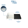 WonderFall Trench® 48 In x 48 In Double Threshold Corner Tileable Shower Pan Base with Left Drain and Linear Trench