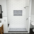Base'N Bench® 48 In x 72 In Single Curb Tileable Shower Pan Base with Right Drain, Linear WonderFall Tileable Grate, and Bench