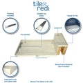 Base'N Bench® 48 In x 72 In Single Curb Tileable Shower Pan Base with Right Drain, Linear WonderFall Tileable Grate, and Bench