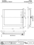 WonderFall Trench® 48 In x 60 In Double Threshold Corner Tileable Shower Pan Base with Right Drain and Linear Trench