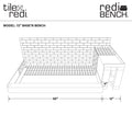 Base'N Bench™ Kit: WonderFall Trench Left Drain Single Curb Shower Pan, 36″D x 72″W x 17″H installed (Pan: 36″D x 60″W; Bench: 32″D x 12″W)
