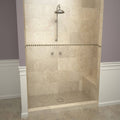 Base'N Bench 34 in. L x 72 in. W Single Threshold Alcove Shower Base and Bench Kit with Center Drain and Tileable Grate