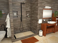 Redi Trench¬Æ Single Curb Shower Pan With Left Linear Drain & Matte Black Designer Grate, 36‚Ä≥D x 60‚Ä≥W