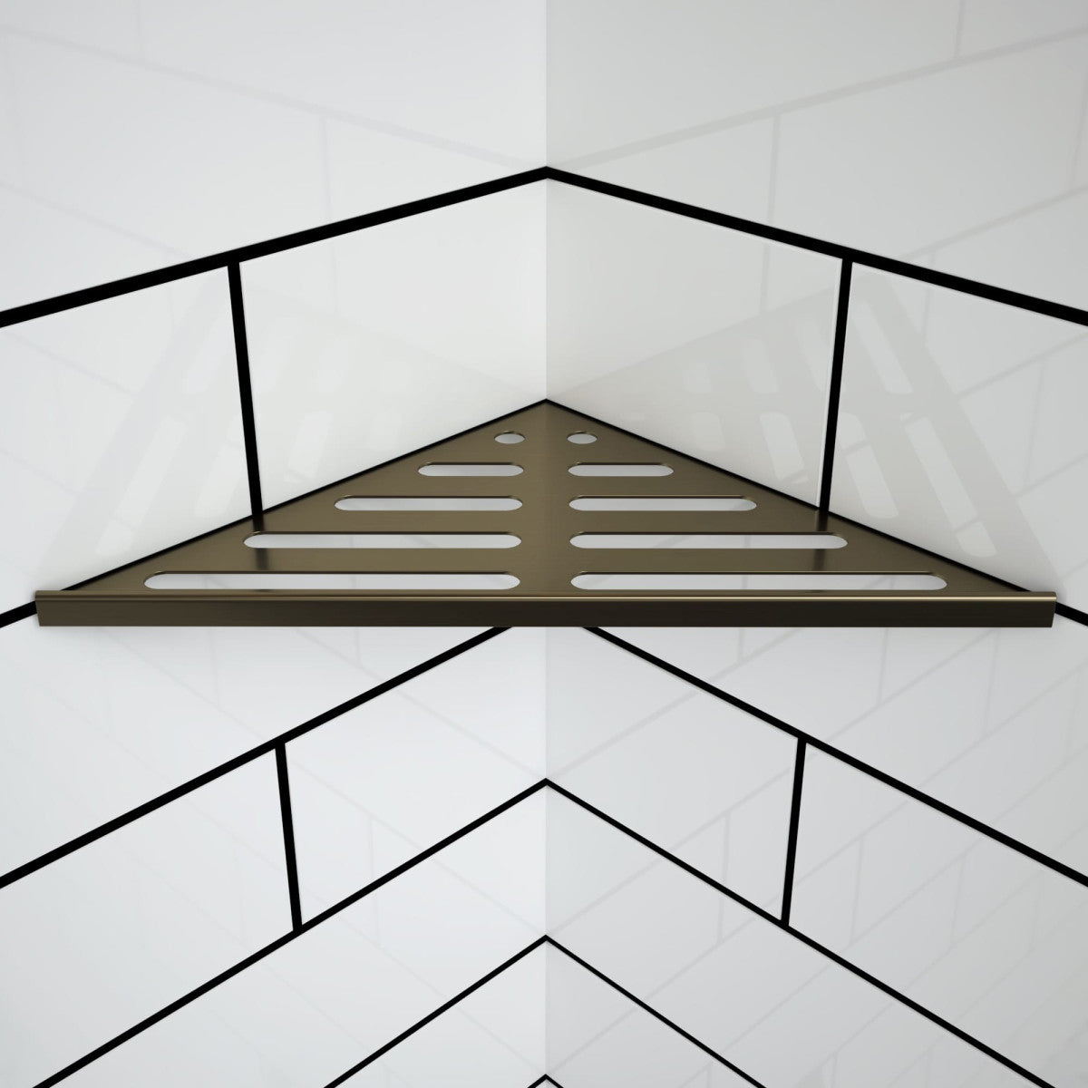 13.5 In x 9 In x 9 In Triangular Corner Shelf in Oil Rubbed Bronze