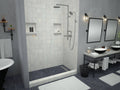 37 inch D x 54 inch W, Fully Integrated Shower Pan with Right PVC Drain, Right Trench with Brushed Nickel Designer Grate