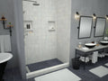37 inch D x 60 inch W, Fully Integrated Shower Pan with Left PVC Drain, Left Trench with Brushed Nickel Solid Surface Grate