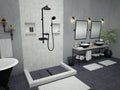 Redi Trench® Triple Curb Shower Pan With Center Linear Drain & Matte Black Designer Grate, 34"D x 60"W
