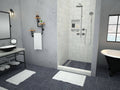 48 inch D x 48 inch W, Fully Integrated Shower Pan with Left PVC Drain, Left Trench with Brushed Nickel Designer Grate