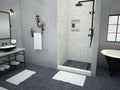 48 inch D x 48 inch W, Fully Integrated Shower Pan with Right PVC Drain, Right Trench with Matte Black Designer Grate