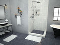 Redi Trench® 42 In x 42 In Right Dual Curb Corner Shower Pan with Left Drain and Linear Tileable Drain Grate