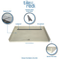Redi Trench® 46 inch D x 48 inch W, Fully Integrated Barrier Free Shower Pan with Back PVC Drain, Back Trench with Tileable Grate
