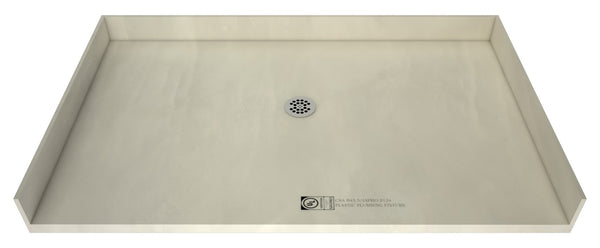 Redi Free® 42 In x 60 In Barrier Free Shower Pan with Center Drain and Round Polished Chrome Drain Grate