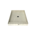 42 inch D x 36 inch W, Fully Integrated Shower Pan with Center PVC Drain in Brushed Nickel located 19 inch from Back Splash Wall, 18 inch from Outside Splash Wall