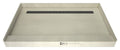 Base'N Bench® Kit: Redi Trench Back Drain Single Curb Shower Pan with Brushed Nickel Designer Grate, 34″D x 60″W x 17″H installed (Pan: 34″D x 48″W; Bench: 30″D x 12″W)