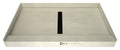 Base'N Bench® Kit: Redi Trench Center Drain Single Curb Shower Pan with Matte Black Designer Grate, 34″D x 60″W x 17″H installed (Pan: 34″D x 48″W; Bench: 30″D x 12″W)