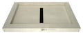Redi Trench® Triple Curb Shower Pan With Center Linear Drain & Matte Black Designer Grate, 36"D x 60"W