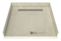 Redi Trench® 45 inch D x 48 inch W, Fully Integrated Barrier Free Shower Pan with Back PVC Drain, Back Trench with Designer Polished Chrome Grate