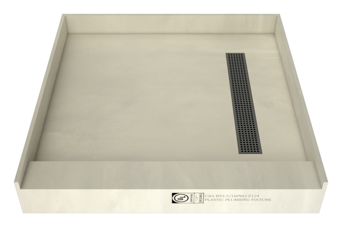 Redi Trench Shower Pan, 42 x 42, Right Linear Drain, Single Curb ...