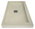 Wonder Drain® Left Double Curb Shower Pan With Tileable Center Drain, 36″D x 42″W
