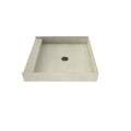 42 inch D x 42 inch W, Fully Integrated Shower Pan with Center PVC Drain in Brushed Nickel