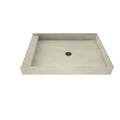 42 inch D x 36 inch W, Fully Integrated Shower Pan with Center PVC Drain in Brushed Nickel located 19 inch from Back Splash Wall, 18 inch from Outside Splash Wall