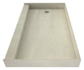 Redi Base® 42 In x 72 In Single Curb Shower Pan with Left Drain and Round Polished Chrome Drain Grate