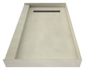 30 inch D x 54 inch W, Fully Integrated Shower Pan with Left PVC Drain, Left Trench with Brushed Nickel Designer Grate