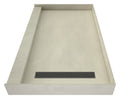 42 inch D x 72 inch W, Fully Integrated Shower Pan with Right PVC Drain, Right Trench with Brushed Nickel Designer Grate