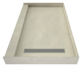 37 inch D x 60 inch W, Fully Integrated Shower Pan with Right PVC Drain, Right Trench with Polished Chrome Designer Grate