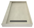 37 inch D x 54 inch W, Fully Integrated Shower Pan with Right PVC Drain, Right Trench with Brushed Nickel Solid Surface Grate