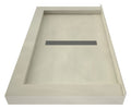 Redi Trench® Triple Curb Shower Pan With Center Trench Drain & Brushed Nickel Solid Grate, 34"D x 48"W
