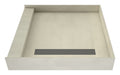 Redi Trench® Single Curb Shower Pan With Right Trench Drain & Tileable Drain Top, 42″D x 42″W